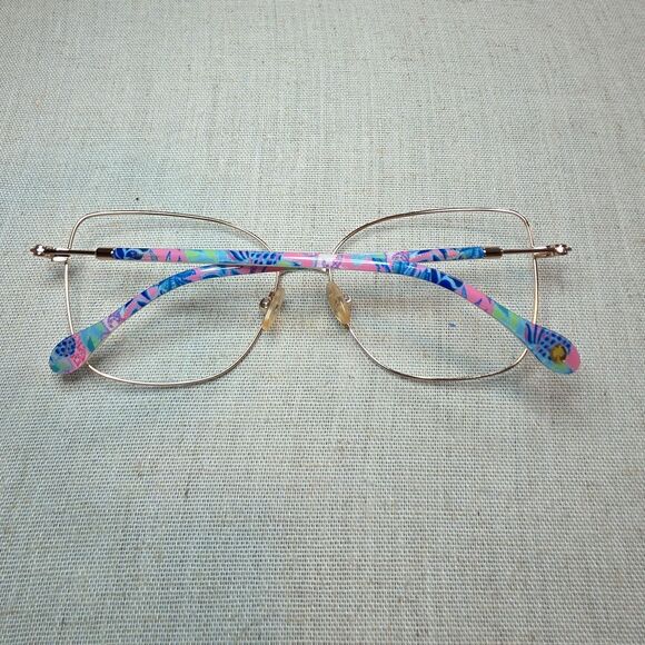 Lilly Pulitzer Accessories - Lilly Pulitzer Catalina Eyeglass Frames Gold Metal Floral Temple Arms Women's